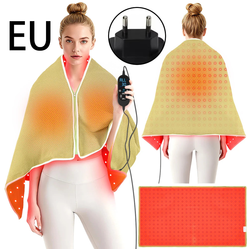 660nm Red Light Therapy Blanket Keep Warm Heating Shawl For Body Device Cushion 850nm Infrared Light Muscle Pain Relief Relax
