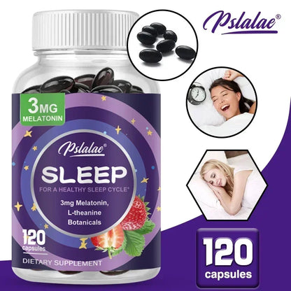 With 3 Mg Melatonin & L-Theanine Capsules, Sleep Support Helps Calm Mind and Body for Better, Longer Sleep 120 CapsulesSupplemen