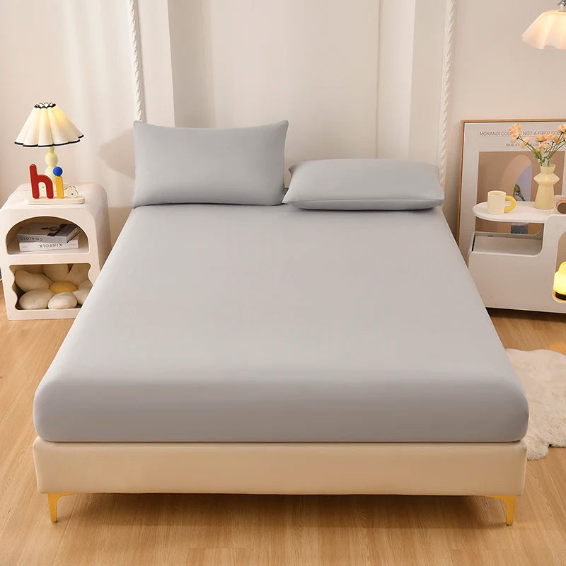Solid Fitted Sheet 100% Polyester Soft Comfortable Breathble Bedding Set  for Home Bed Mattress (No Pillowcase）
