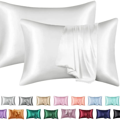 2pcs Satin Pillowcase for Skin and Hair, Satin Pillow Cases Set of 2 Soft Breathable Smooth Cooling Pillow Covers for Sleeping