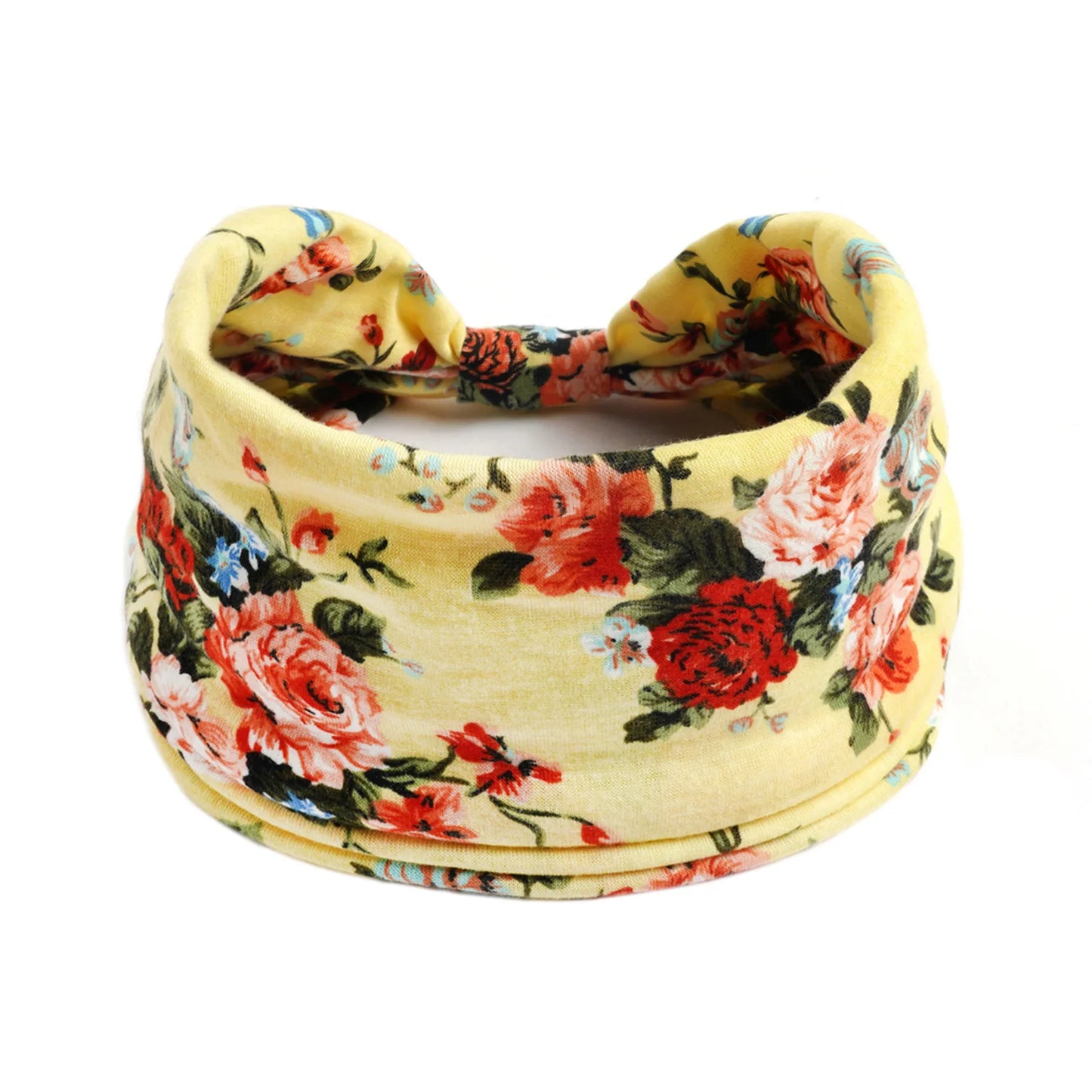Boho Headbands Wide Knot Hair Scarf Floral Print Hairband Stretch Turban Headwrap Cotton Head Band Fashion Accessories for Women