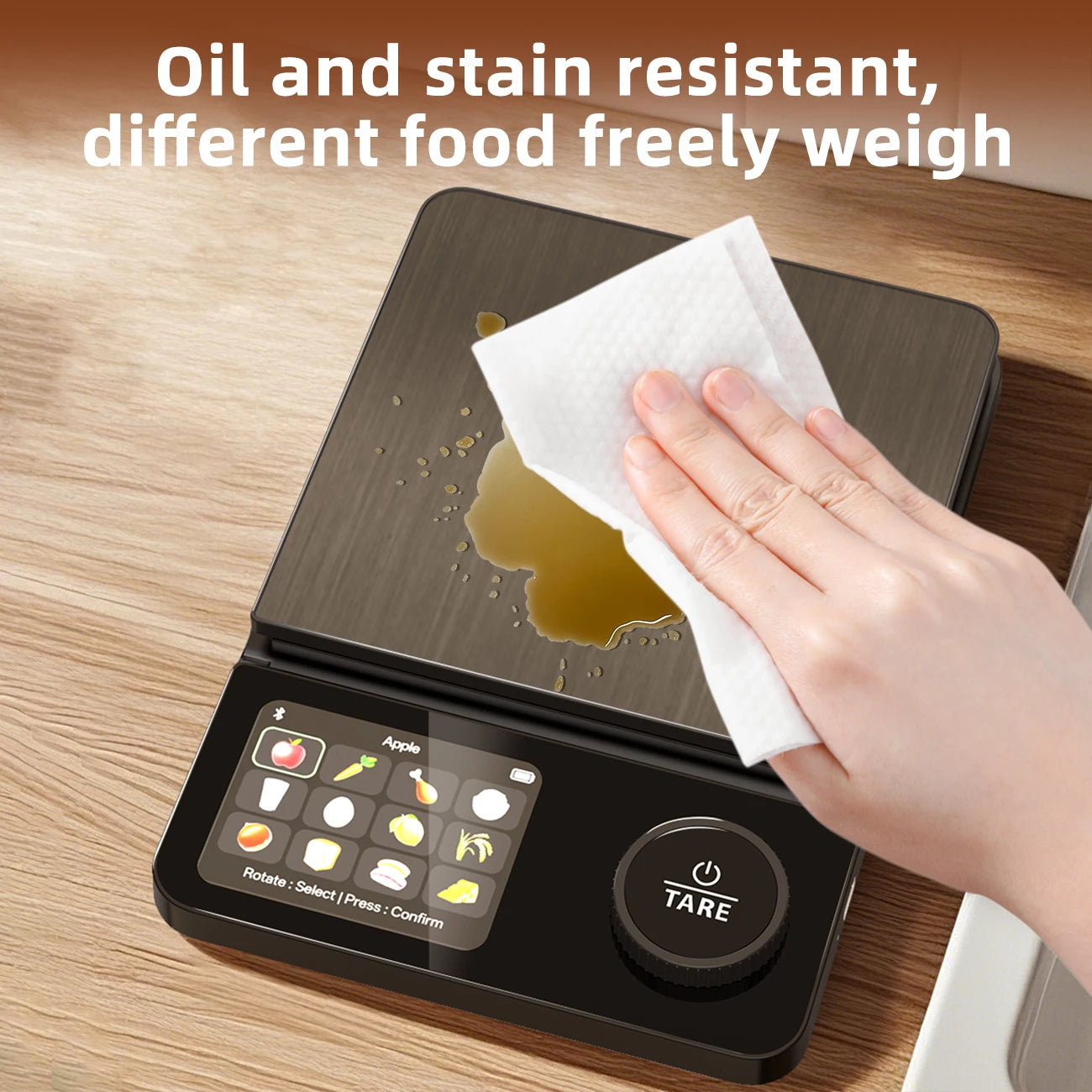 Smart Digital Kitchen Electronic Scale, 5kg Capacity Accurate 0.1g, TFT Display, Rechargeable with APP Nutrition Analysis