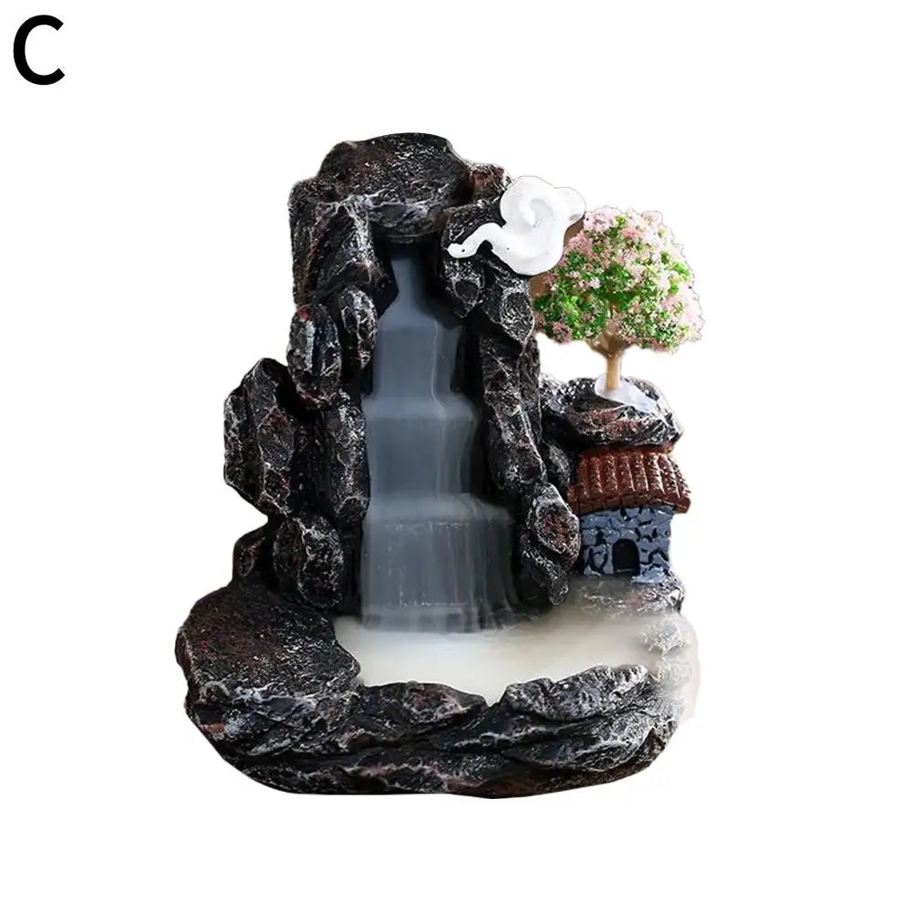 Backflow Incense Holder Waterfall Incense Burner Home Decor Aromatherapy Ornament Incense Cones with Backflow Incense Cones