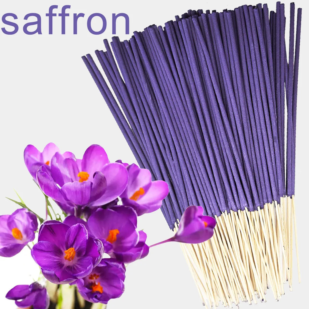 Wholesale 8.66-Inch Saffron Incense Sticks, Made of Natural Incense Powder, Purple Saffron Scent, Essential for Home Air Purification, Premium Selected Saffron Bamboo Stick Incense