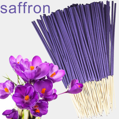 Wholesale 8.66-Inch Saffron Incense Sticks, Made of Natural Incense Powder, Purple Saffron Scent, Essential for Home Air Purification, Premium Selected Saffron Bamboo Stick Incense