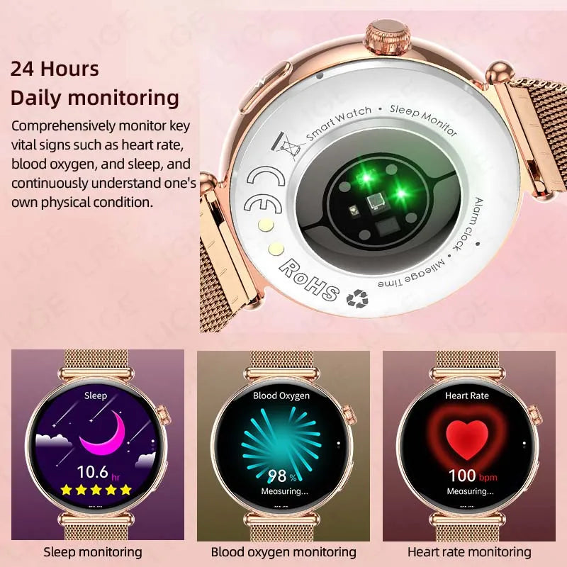 LIGE ECG Smart Watch For Women AMOLED Blood Uric Acid Lipid AI-GPT Heart Rate Sleep Health Monitor SOS Bluetooth Call Smartwatch