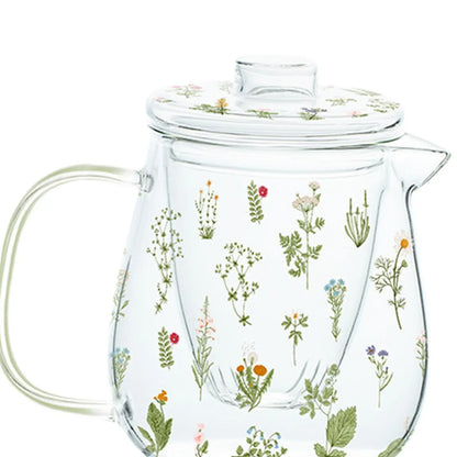 Tea Blooming Teapot Transparent with Tea Strainer Tea Kettle Loose Leaf Teapot for Home Birthday Party Anniversary Gift