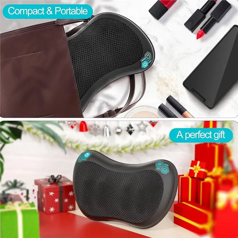 ABGP-Neck Massager Muscle Pain Relief With Heat 8 Deep Tissue Kneading Nodes 3 Speeds 2 Directions Lower Back Shoulder EU Plug