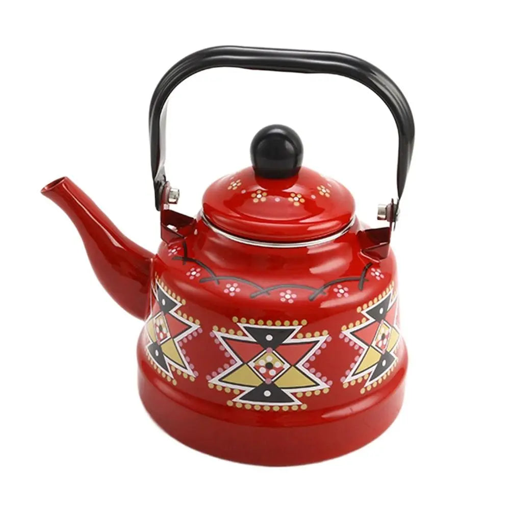 Teakettle Enamel Enamel Tea Kettle European Style 2.5L Tea Pot Comfortable Handle Handmade Water Jug Restaurant