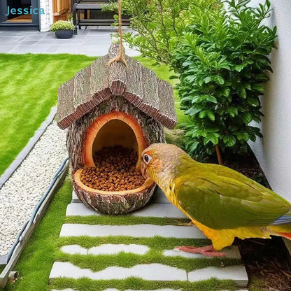 ♥Natural Bark Bird House – Weatherproof Hanging Bird Nest Feeder for Wild Birds & Garden Decoration