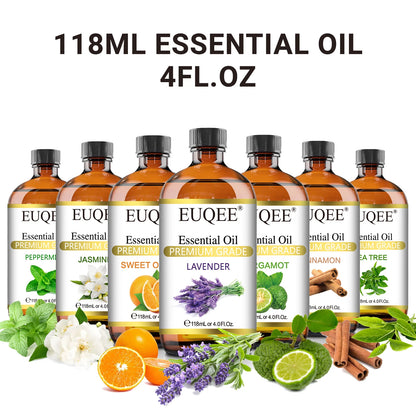 EUQEE 118ml (4 fl. oz) Pure Essential Oil-Sweet Orange Bergamot Cinnamon Lavender Tea tree Premium Aromatherapy Oil for Diffuser