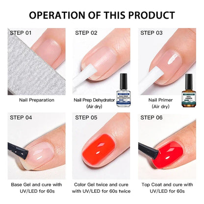 2pc 15ml Nail Primer & Nail Prep Dehydrator No Need Lamp to Dry Natural Dry Long Lasting Nail Art Functional Manicure Varnish