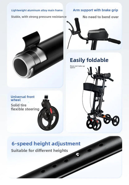 Walking Aid For The Elderly Rehabilitation Walker Anti-Fall Adjustable Folding Walking Rollator Carts With Arm Support Walker