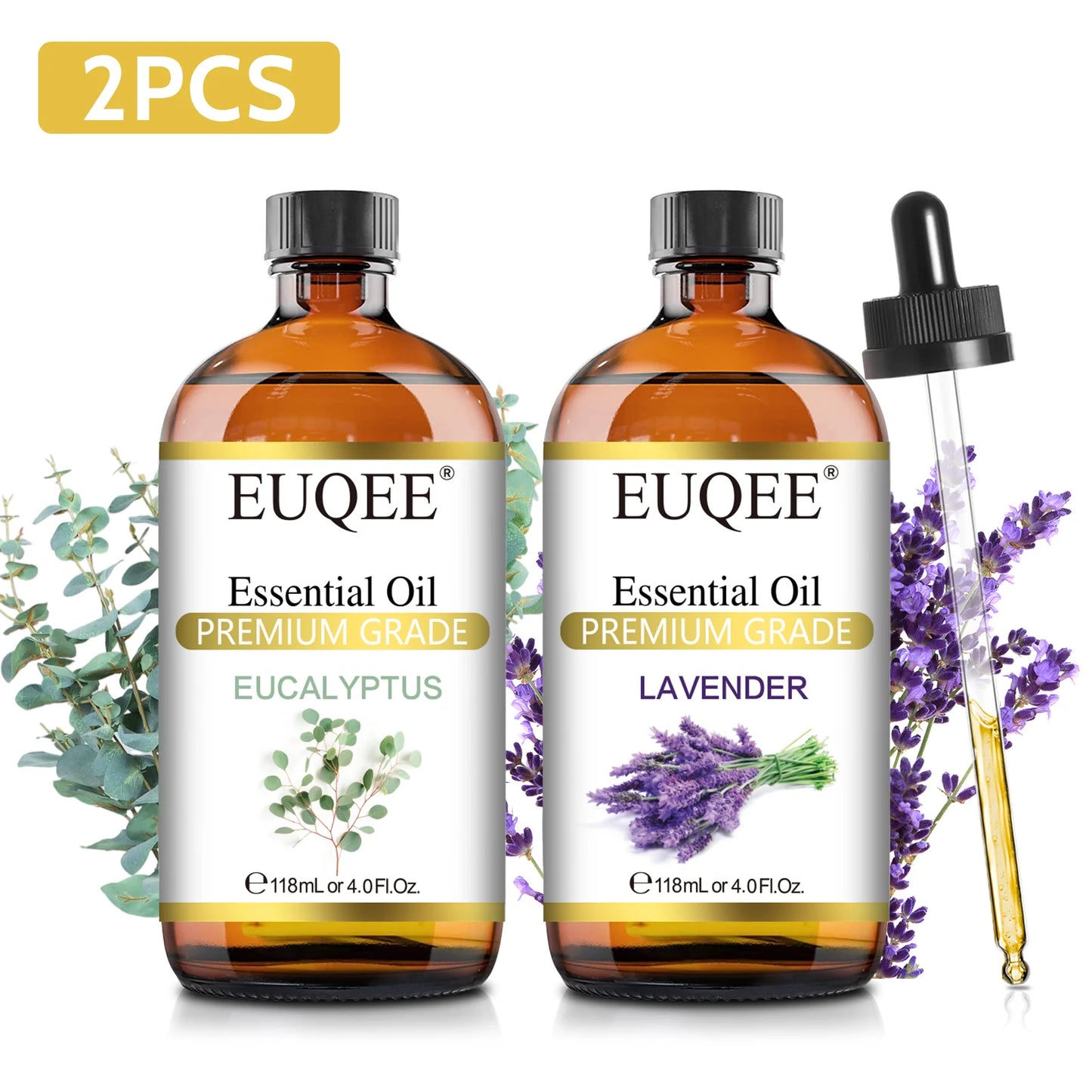 EUQEE 118ml (4 fl. oz) Pure Essential Oil-Sweet Orange Bergamot Cinnamon Lavender Tea tree Premium Aromatherapy Oil for Diffuser