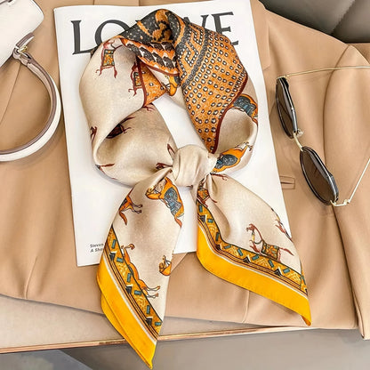 Luxury Silk Shawl Square Scarf for Women Satin Fashion Wraps Neckerchief Female Hair Bands Ribbon Headband Bandana 70X70CM