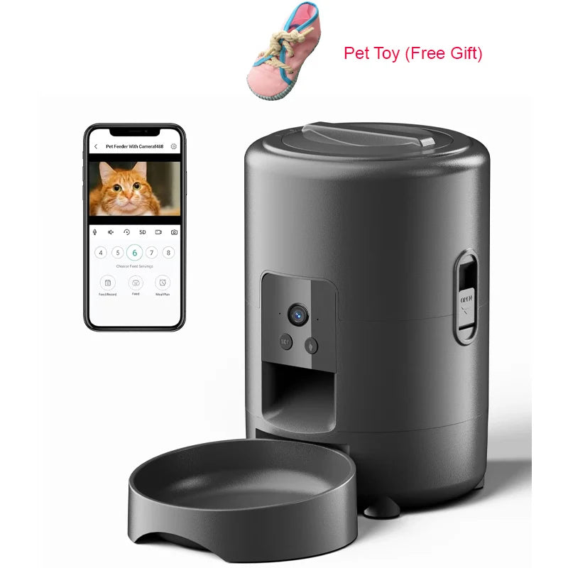 2L Pet Feeder with Camera Video Automatic Cat Feeder with WIFI Remote Control Timing Quantitative Smart Dog Food Dispenser