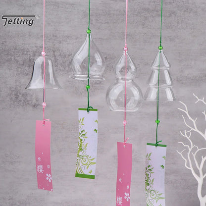1Pcs Transparent Glass Wind Chimes WIndows Wind Bell Hanging Outdoor Garden Decor Garden Chimes Japanese Room Decor DIY Crafts