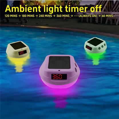 Digital Pool Thermometer Floating With Easy Read Solar Panel, LED Screen, IP68 Waterproof And RGB Light For Swimming Poolsabkw