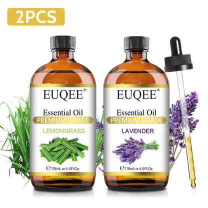 EUQEE 118ml (4 fl. oz) Pure Essential Oil-Sweet Orange Bergamot Cinnamon Lavender Tea tree Premium Aromatherapy Oil for Diffuser