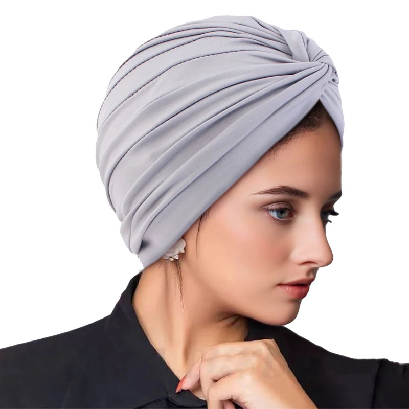 New Women Soft Elastic Ramadan Muslim Hijab Caps Fashion Women's Headscarf Solid Color Hair Care Turban Bonnet Chemotherapy Cap