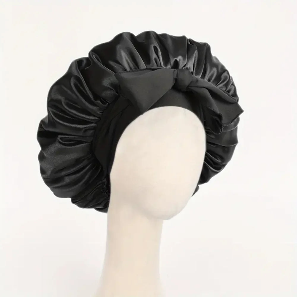 Silk Bonnet for Sleeping Women Satin Night Sleep Cap with Tie Band Scarf Wrap Hair Bonnet for Curly Hair Shower Caps  for Bath