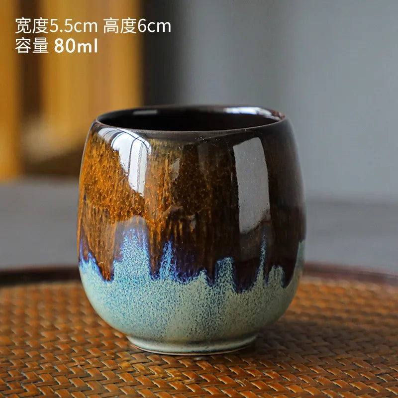 Small Espresso Mug Shot Glass, MasterKung Fu Tea Coarse Ceramic, Espresso Coffee Cups, Color Matching, Fambe,Italian, 80ml