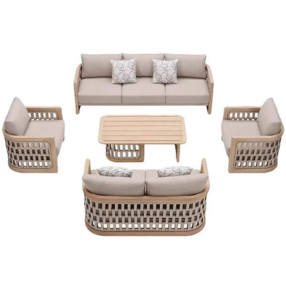 Contemporary Best Selling Garden Furniture Set Patio Rattan Outdoor Garden Sofa Solid Wood Courtyard Furniture Rattan Sofas