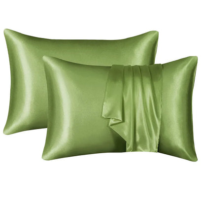 Satin Pillowcase for Hair and Skin 2 Pack, Queen Size Pillow Cases Set of 2, Silky PillowCover with Enve