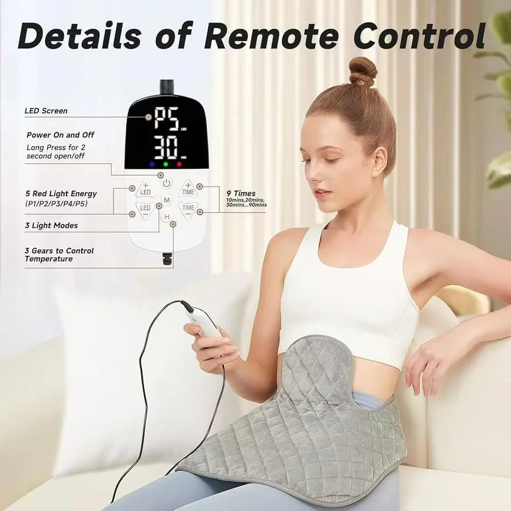 Red Light Therapy Belt LED for Shoulder, Back & Knee Pain Relief - Heating Pad with Red Light Therapy for Muscle Recovery - Cros