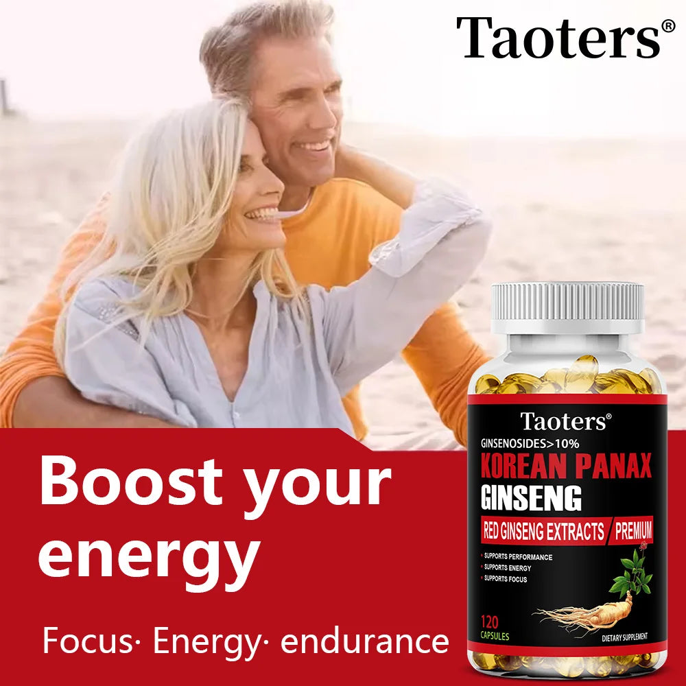Korean Red Ginseng Supplement - Boosts Energy, Strength, Vitality, Performance and Focus, Improves Blood Circulation