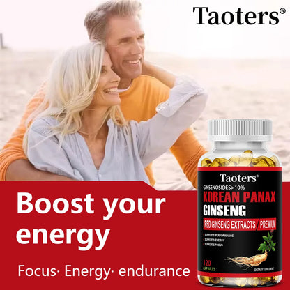 Korean Red Ginseng Supplement - Boosts Energy, Strength, Vitality, Performance and Focus, Improves Blood Circulation