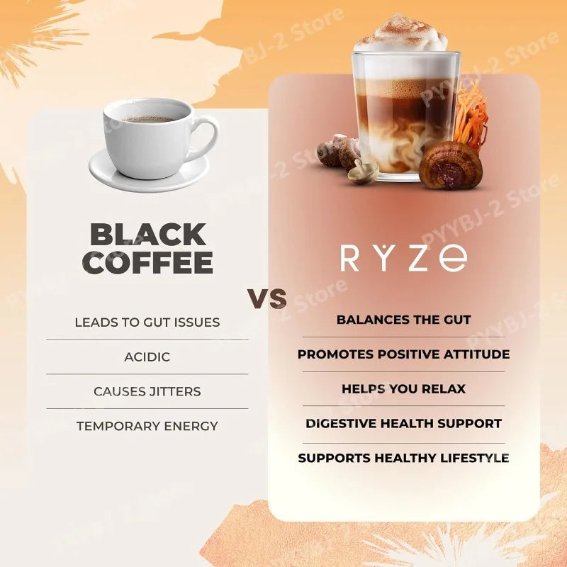 Organic Mushroom Coffee Powder Contain 6 Types Adaptogenic Mushrooms Extract MCT Oil Brewing Use Smooth Daily Beverage Support