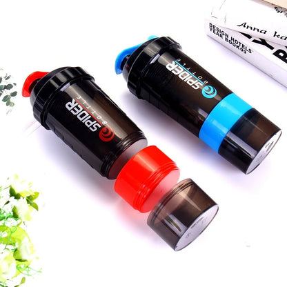 500ml Portable Protein Powder Shaker Bottle High Capacity Drinking Container with Powder Case Plastic Blender Sports Water Cup