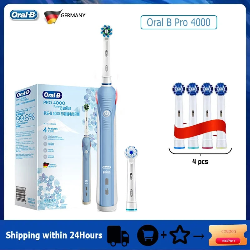 Oral B Electric Sonic Toothbrushes 3D Rotation Teeth Daily Whitening Gum Care Smart Pressure Sensor Rechargeable Waterproof