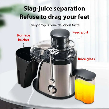 Stainless Steel Centrifugal Fresh Juice Machine Automatic Pulp Ejection 3inch with 2 Speeds Household Juice Separation Juicer