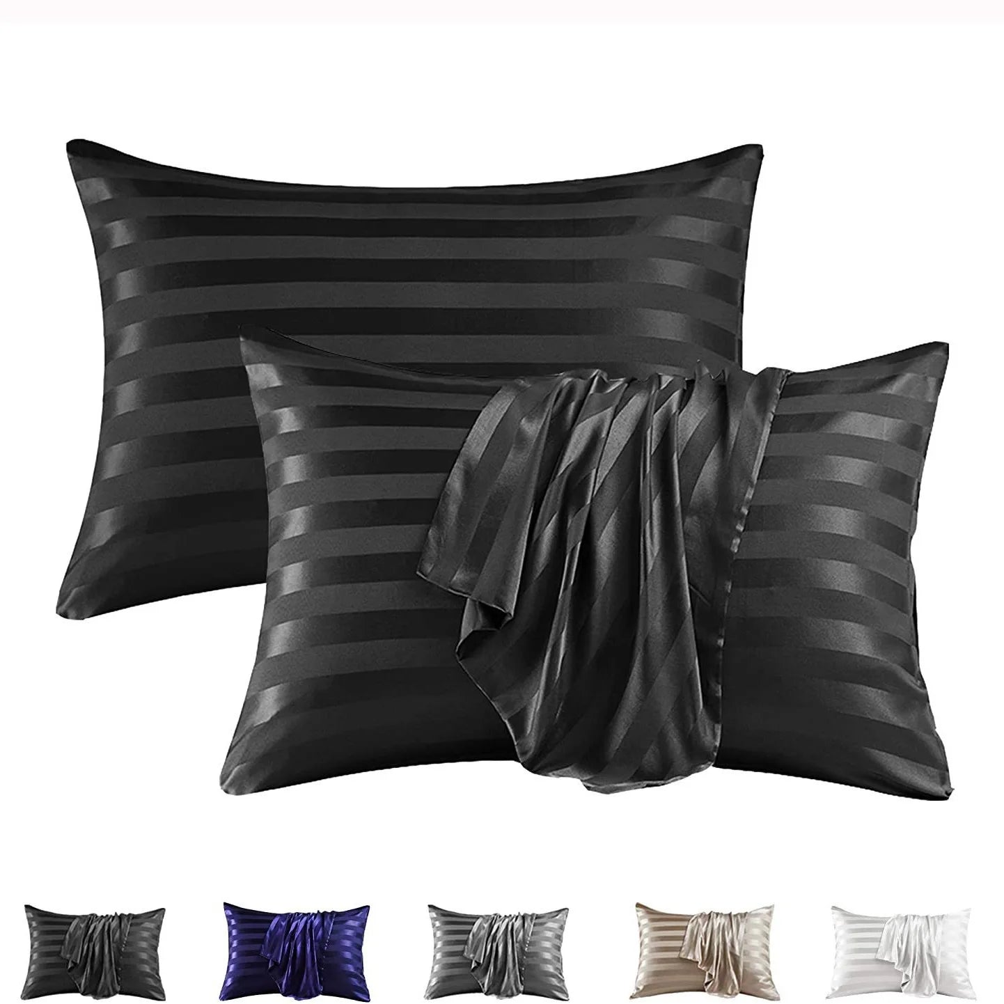 2pcs Satin Pillowcase for Skin and Hair, Satin Pillow Cases Set of 2 Soft Breathable Smooth Cooling Pillow Covers for Sleeping