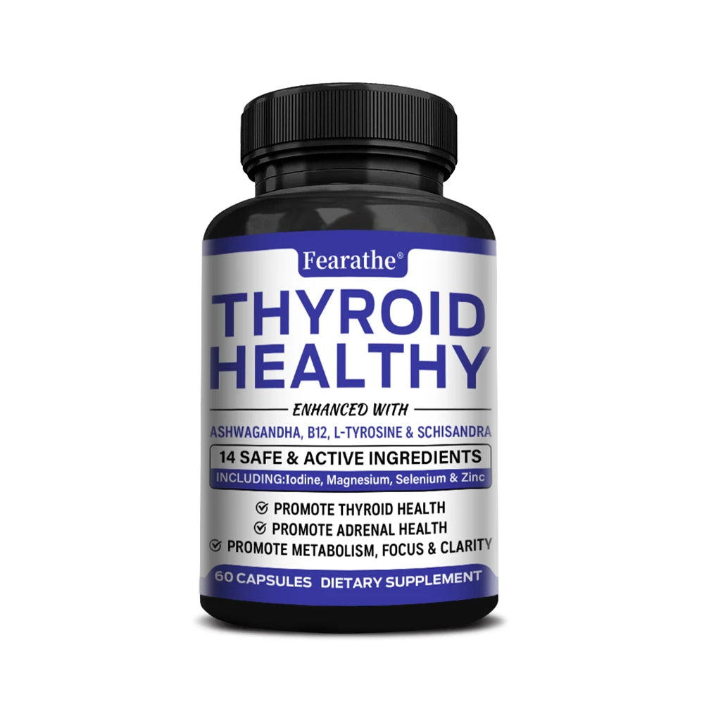 Thyroid Support Supplement for Women and Men, with Iodine, Zinc, B12, Ashwagandha and L-Tyrosine, Supports Energy and Metabolism