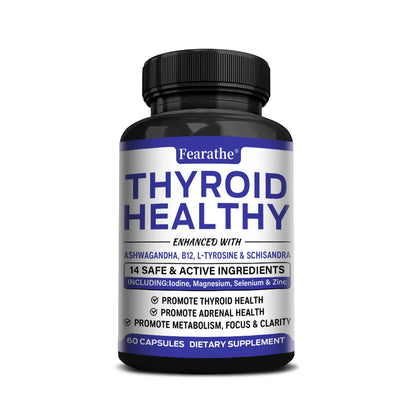 Thyroid Support Supplement for Women and Men, with Iodine, Zinc, B12, Ashwagandha and L-Tyrosine, Supports Energy and Metabolism