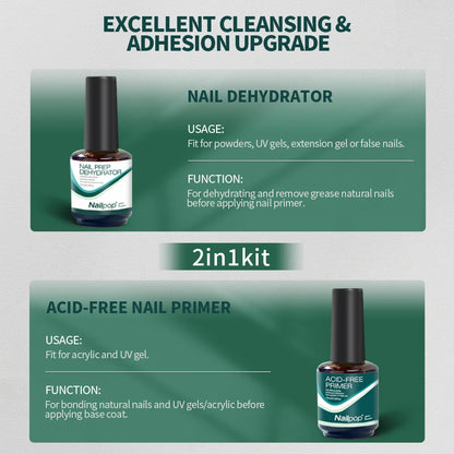 Nail Dehydrator and Primer Acid Free Natural Nail Prep Dehydrate Bond Primer Bonding Polish Soft Nails Tips Gel Nail Supplies