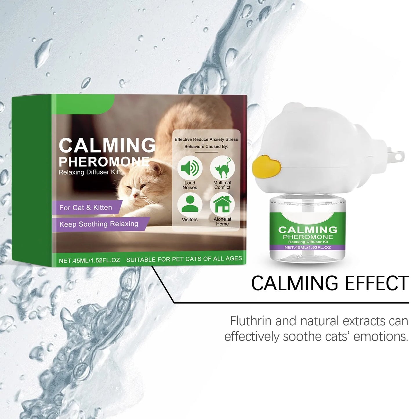 45ML Cat Pheromone Calming Diffuser Effectively Relieves Anxiety Stress Soothing Without Irritation Gentle Ingredients