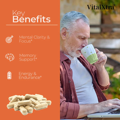 Energy Supplement Capsules Containing Ginseng and Ginkgo, Promote Brain Health, Support Memory, Focus and Regulate The Nervous