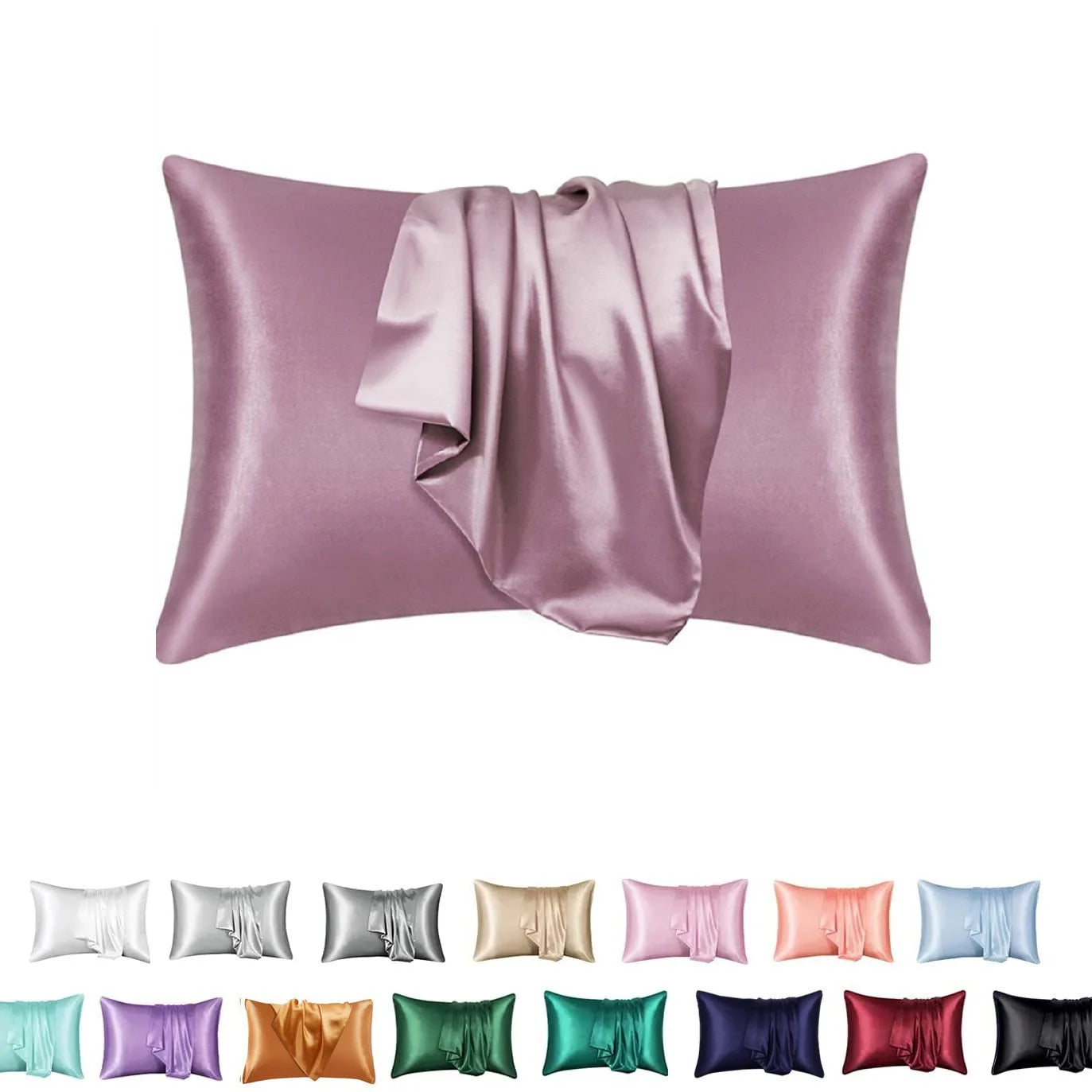 2pcs Satin Pillowcase for Skin and Hair, Satin Pillow Cases Set of 2 Soft Breathable Smooth Cooling Pillow Covers for Sleeping