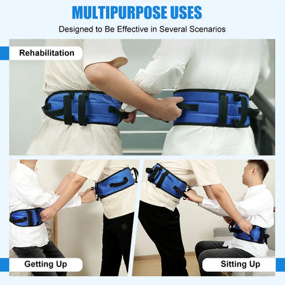Rhino Valley Gait Belt Transfer Belt for Senior with 7 Handles Anti-Slip Transfer Belt for Elderly Lift Belt with Quick Release