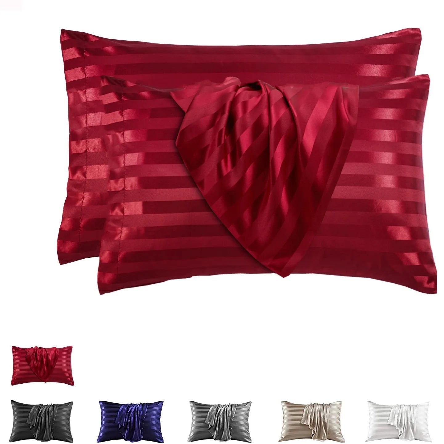 2pcs Satin Pillowcase for Skin and Hair, Satin Pillow Cases Set of 2 Soft Breathable Smooth Cooling Pillow Covers for Sleeping