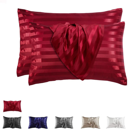 2pcs Satin Pillowcase for Skin and Hair, Satin Pillow Cases Set of 2 Soft Breathable Smooth Cooling Pillow Covers for Sleeping