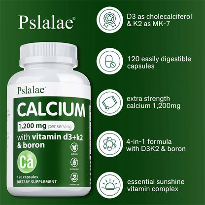 Calcium Supplement - Promotes Calcium Absorption, Boosts Energy, Strong Bones, Supports Heart & Muscle Health, Non-GMO