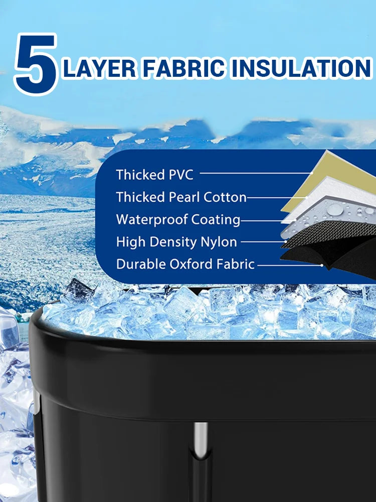 Outdoor cold water bathtub,129 Gallos Portable Inflatable Ice Bathtub Foldable Bucket Athletes Cold Water Therapy Recovery Pod