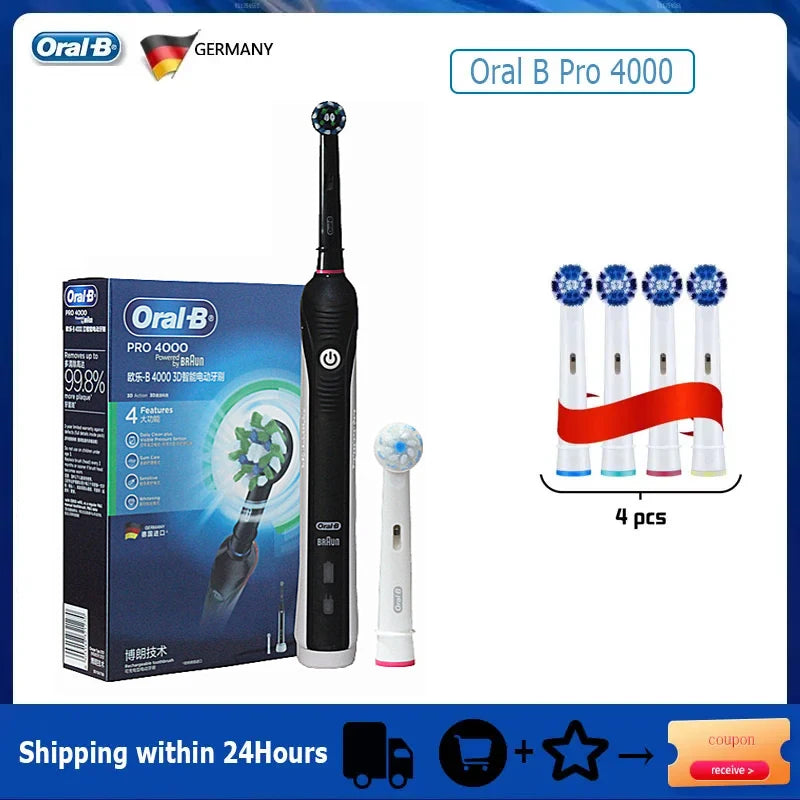 Oral B Electric Sonic Toothbrushes 3D Rotation Teeth Daily Whitening Gum Care Smart Pressure Sensor Rechargeable Waterproof