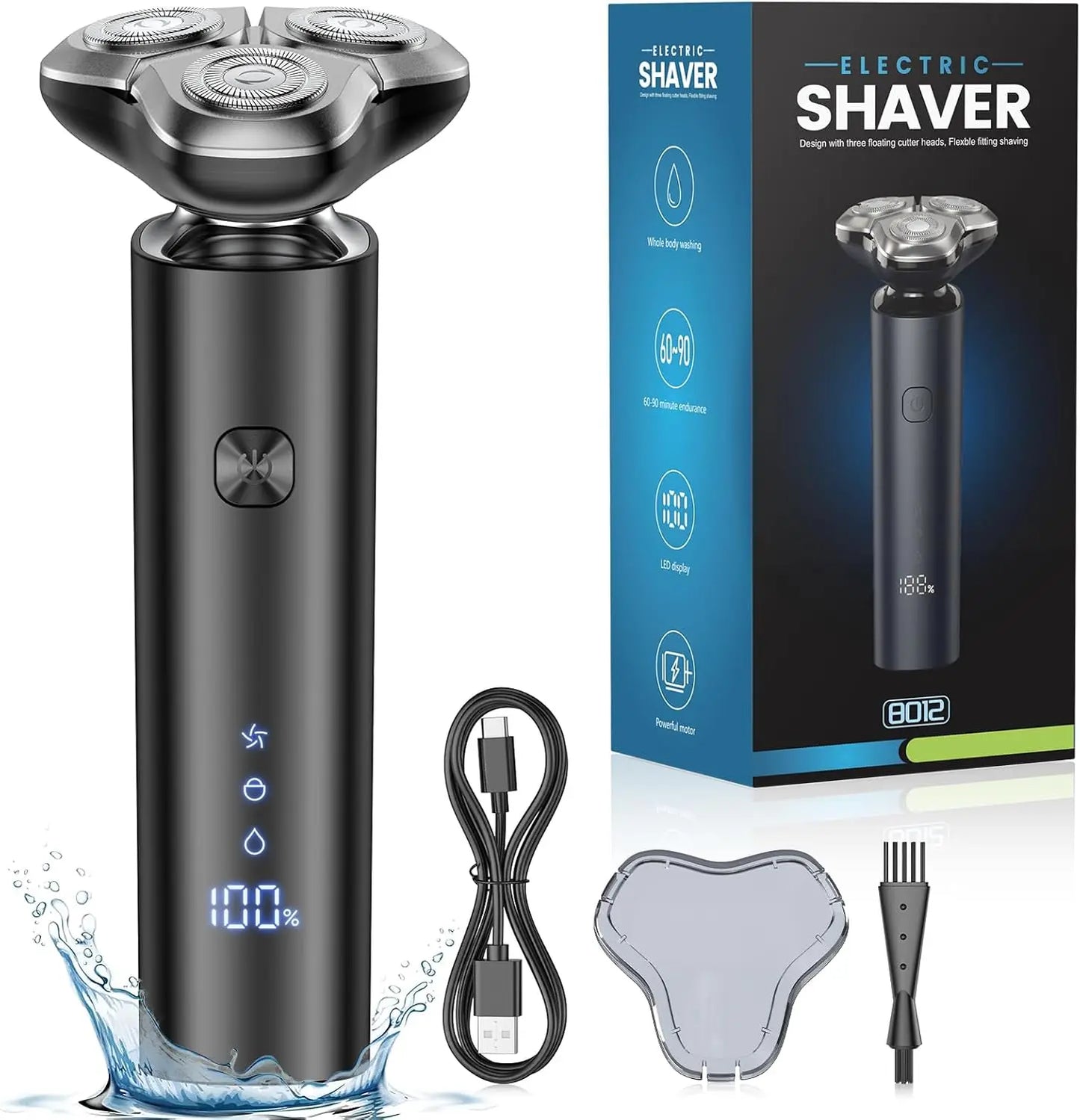 Electric Razor for Men 3 Blade Rotary Shaving Machine Touch Switch Type C Fast Charging Travel Lock Men's Electric Shaver