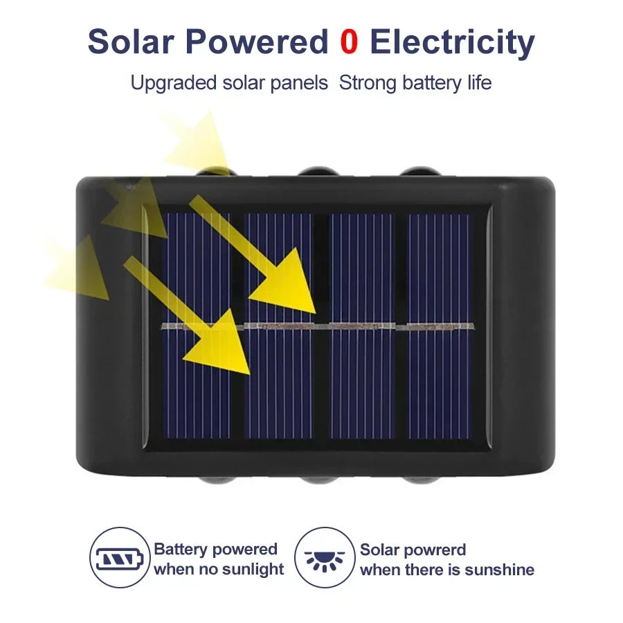 Outdoor LED Solar Garden Light Solar Wall Lamp Up And Down Luminous Waterproof Solar Powered Wall Washer Light Yard Street Decor